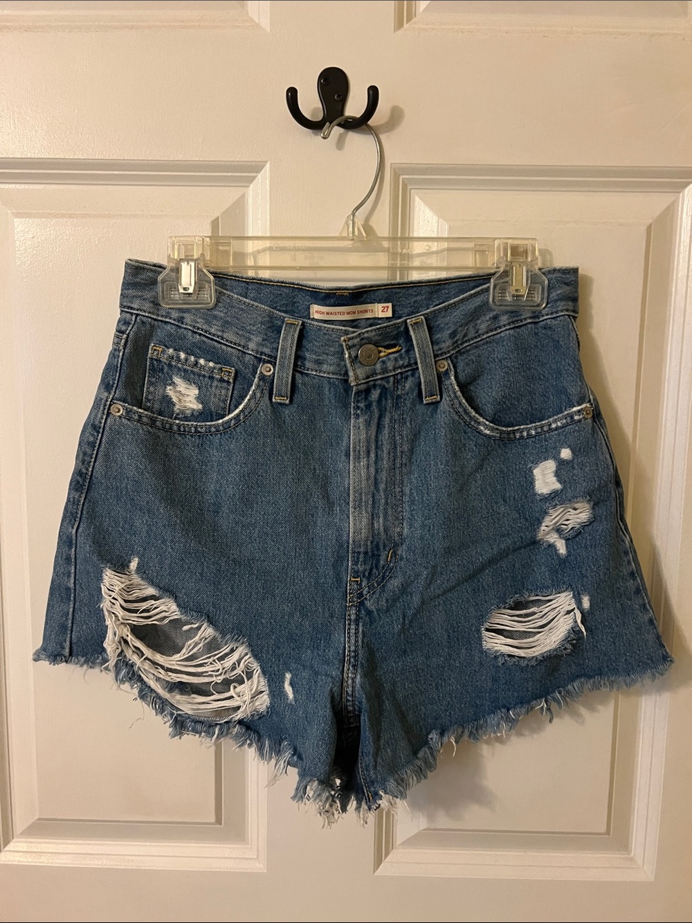 Levi’s High Waisted Distressed Mom Shorts
